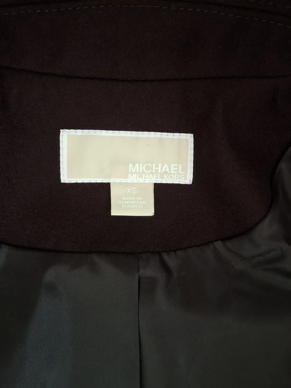 Michael Kors Wool Blend Double Breasted Peacoat Burgundy XS - MINT